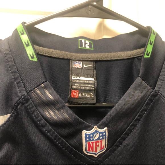 Nike On Field NFL Seattle Seahawks #3 Wilson Boy's Blue Silver Lime Jersey - Picture 12 of 13